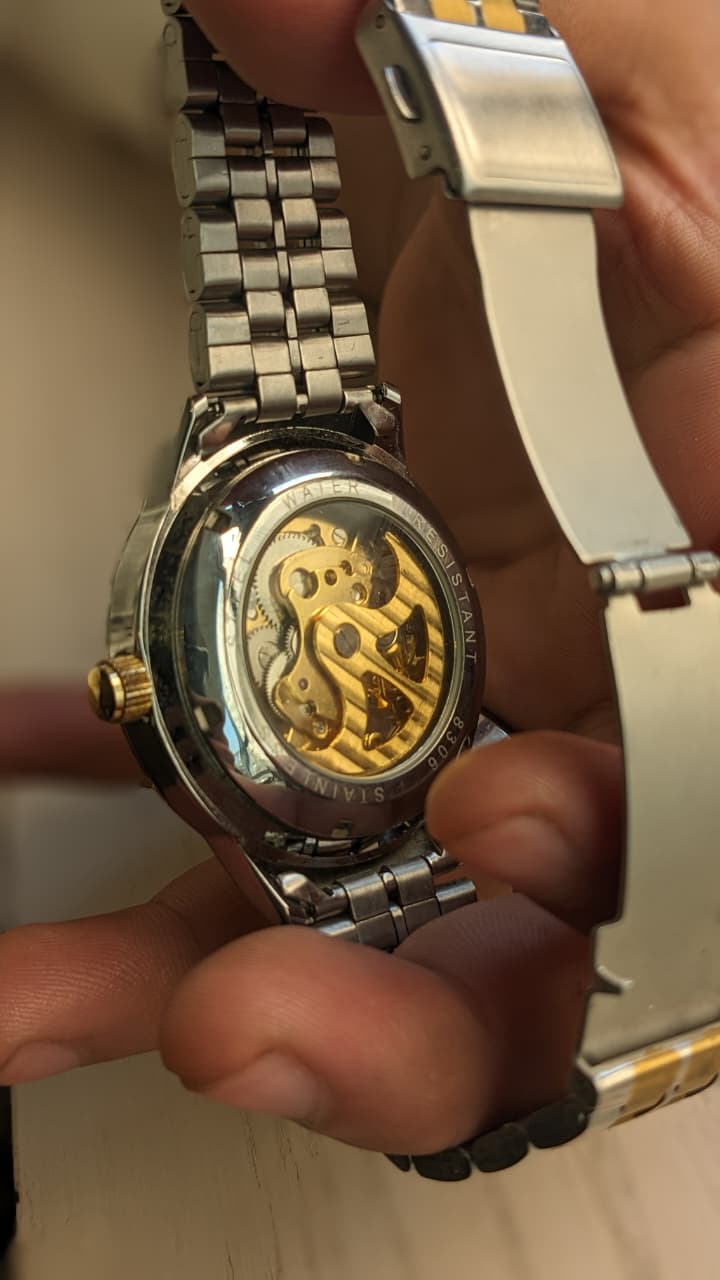 Rolex Luxury Two-Tone Skeleton Automatic Watch Gold & Silver Finish